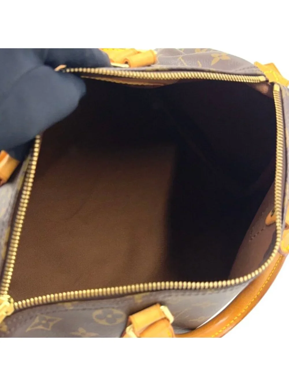 Louis Vuitton Speedy 30 Monogram Leather Brown Handbag Gold